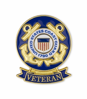 1-1/8 INCH U.S. COAST GUARD VETERAN LAPEL PIN