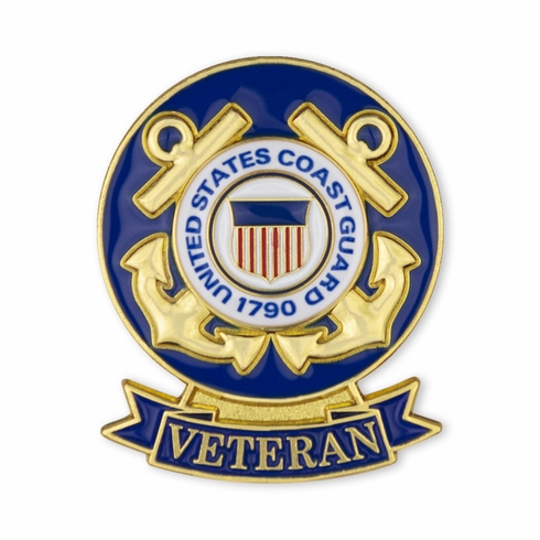 1-1/8 INCH U.S. COAST GUARD VETERAN LAPEL PIN