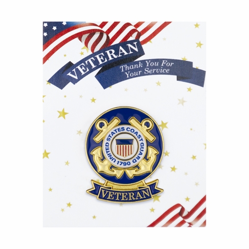 1-1/8 INCH U.S. COAST GUARD VETERAN LAPEL PIN