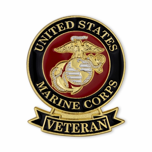 1-1/8 INCH U.S. MARINE CORPS VETERAN LAPEL PIN