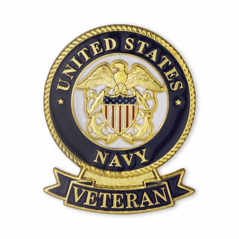 1-1/8 INCH U.S. NAVY VETERAN LAPEL PIN