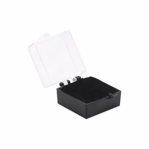 1-1/8 x 1-1/8 INCH PLASTIC HINGED PIN BOX WITH BLACK VELOUR INSERT