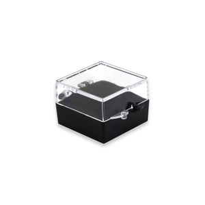 1-1/8 x 1-1/8 INCH PLASTIC HINGED PIN BOX WITH BLACK VELOUR INSERT