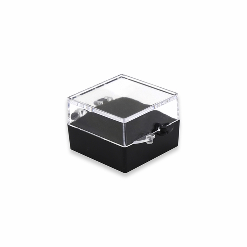 1-1/8 x 1-1/8 INCH PLASTIC HINGED PIN BOX WITH BLACK VELOUR INSERT
