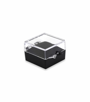 1-1/8 x 1-1/8 INCH PLASTIC HINGED PIN BOX WITH BLACK VELOUR INSERT