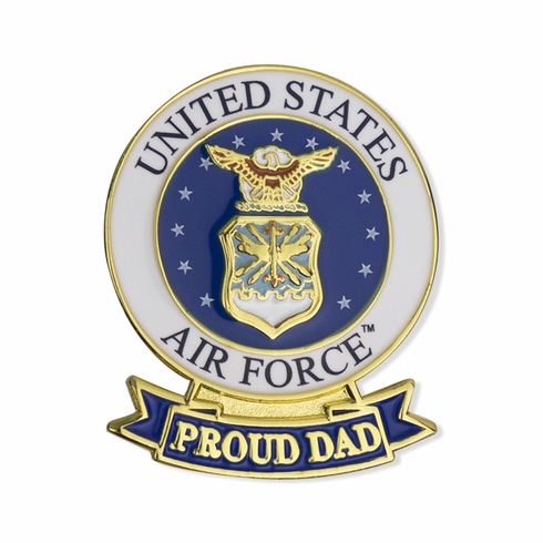 1-1/8 x 7/16 INCH U.S. AIR FORCE "PROUD DAD" LAPEL PIN 