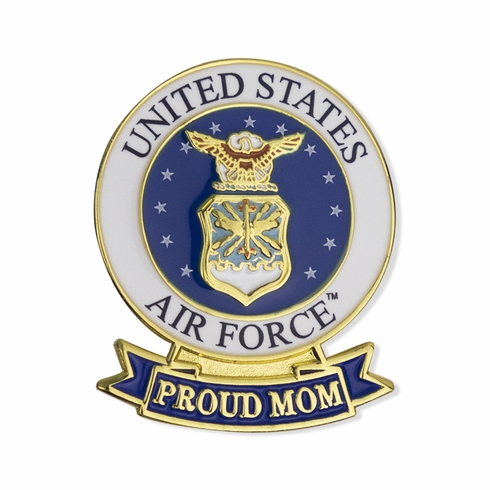 1-1/8 x 7/16 INCH U.S. AIR FORCE "PROUD MOM" LAPEL PIN