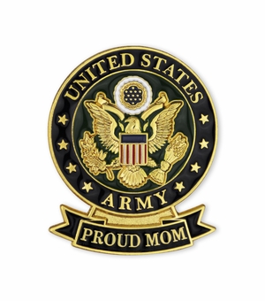 1-1/8 x 7/16 INCH U.S. ARMY "PROUD MOM" LAPEL PIN