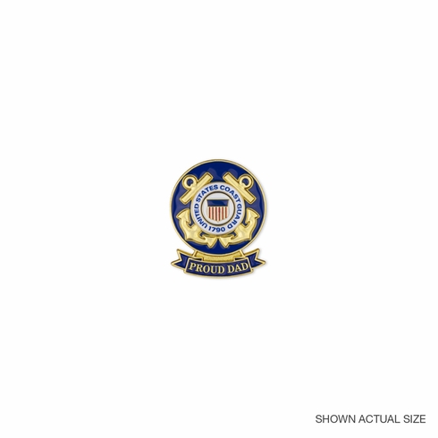 1-1/8 x 7/16 INCH U.S. COAST GUARD "PROUD DAD" LAPEL PIN