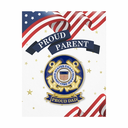 1-1/8 x 7/16 INCH U.S. COAST GUARD "PROUD DAD" LAPEL PIN