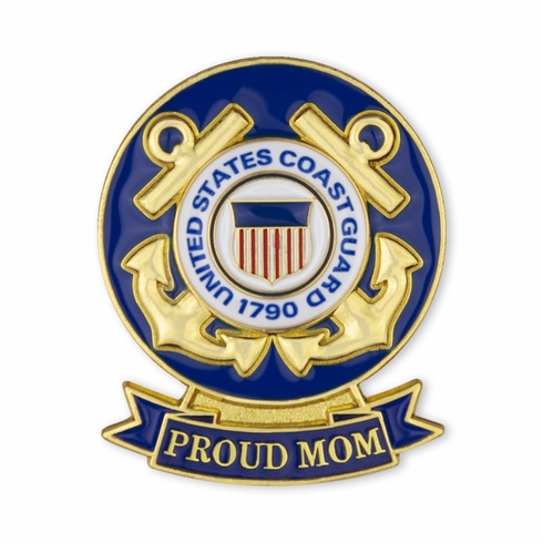 1-1/8 x 7/16 INCH U.S. COAST GUARD "PROUD MOM" LAPEL PIN