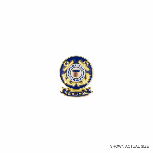 1-1/8 x 7/16 INCH U.S. COAST GUARD "PROUD MOM" LAPEL PIN