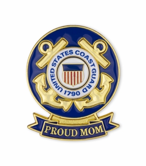1-1/8 x 7/16 INCH U.S. COAST GUARD "PROUD MOM" LAPEL PIN