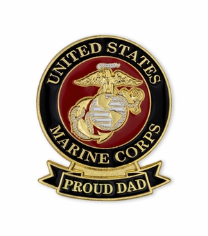 1-1/8 x 7/16 INCH U.S. MARINE "PROUD DAD" LAPEL PIN
