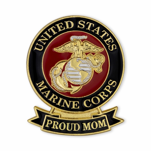 1-1/8 x 7/16 INCH U.S. MARINE "PROUD MOM" LAPEL PIN