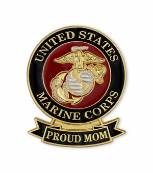 1-1/8 x 7/16 INCH U.S. MARINE "PROUD MOM" LAPEL PIN