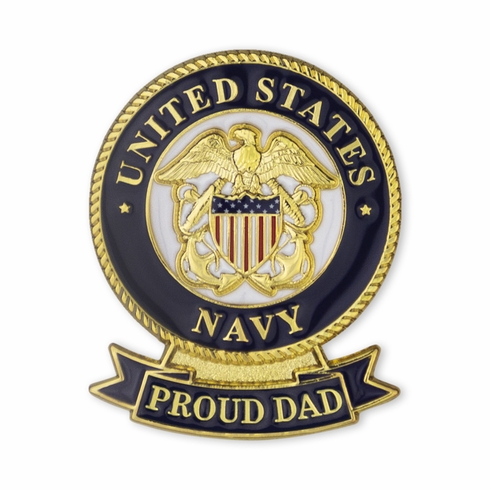 1-1/8 x 7/16 INCH U.S. NAVY "PROUD DAD" LAPEL PIN