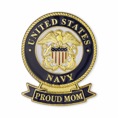 1-1/8 x 7/16 INCH U.S. NAVY "PROUD MOM" LAPEL PIN