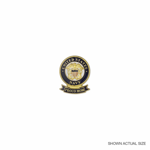 1-1/8 x 7/16 INCH U.S. NAVY "PROUD MOM" LAPEL PIN