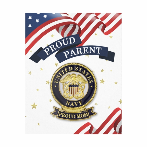 1-1/8 x 7/16 INCH U.S. NAVY "PROUD MOM" LAPEL PIN