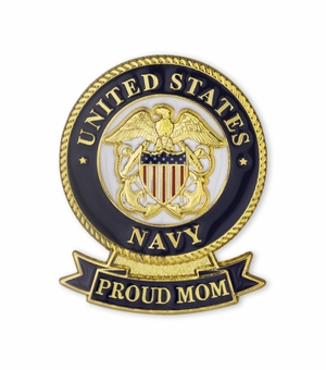 1-1/8 x 7/16 INCH U.S. NAVY "PROUD MOM" LAPEL PIN