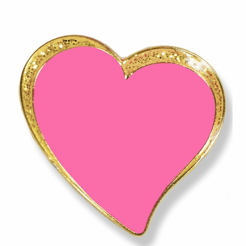 1/2 INCH SPARKLE MODERN PINK HEART LAPEL PIN