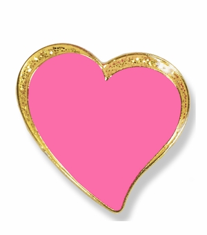 1/2 INCH SPARKLE MODERN PINK HEART LAPEL PIN