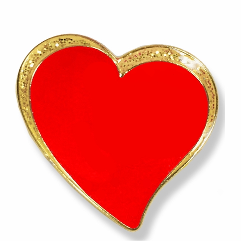 1/2 INCH SPARKLE MODERN RED HEART LAPEL PIN