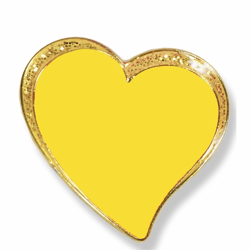 1/2 INCH SPARKLE MODERN YELLOW HEART LAPEL PIN