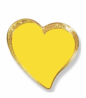 1/2 INCH SPARKLE MODERN YELLOW HEART LAPEL PIN