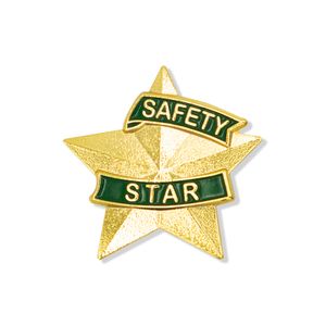 1-3/16 INCH 3D SAFETY STAR LAPEL PIN