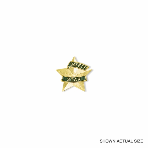 1-3/16 INCH 3D SAFETY STAR LAPEL PIN IN DELUXE BLACK VELOUR PIN BOX