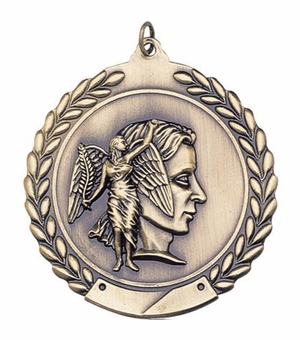 1-3/4 Inch 3D Achievement Medal in Brass, Silver, or Bronze with Customizable Back