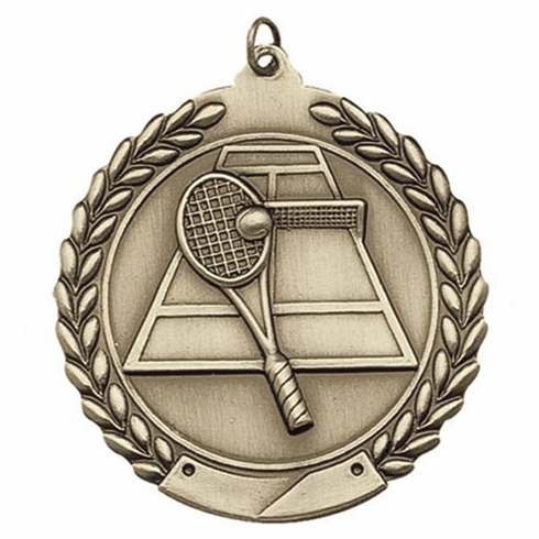 1-3/4 Inch Customizable 3D Tennis Medal in Brass, Silver, or Bronze