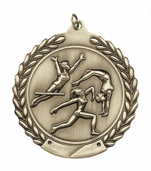 1-3/4 Inch Customizable 3D Gymnastics Medal in Brass, Silver, or Bronze