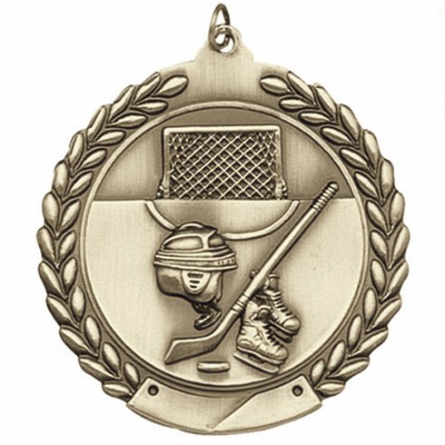 1-3/4 Inch Customizable 3D Hockey Medal in Brass, Silver, or Bronze