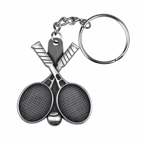 1-3/4 INCH PEWTER TENNIS KEY CHAIN