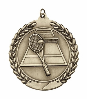 1-3/4 Inch Customizable 3D Tennis Medal in Brass, Silver, or Bronze
