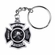 1-3/8 INCH FIREFIGHTER MALTESE CROSS PEWTER KEY CHAIN
