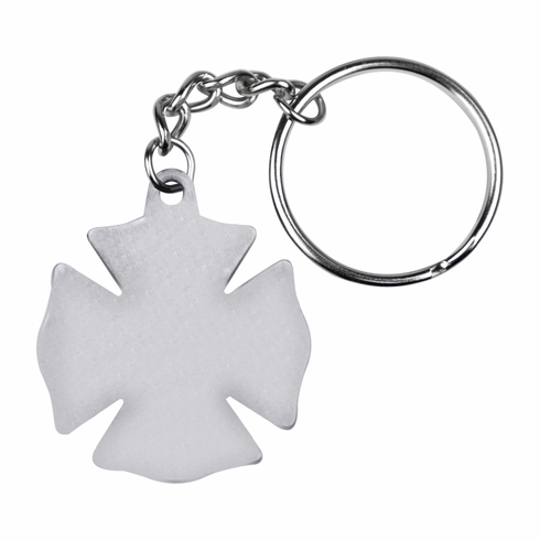 1-3/8 INCH FIREFIGHTER MALTESE CROSS PEWTER KEY CHAIN