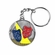 1-5/8 INCH DRAMA  MASKS ANTIQUE PEWTER ENAMELED KEY CHAIN