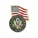1-5/8 INCH ENAMELED GOLD U.S. ARMY SYMBOL AND FLAG LAPEL PIN