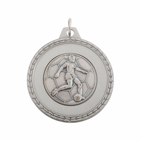 1 5/8 INCH MEDAL FRAME, SOCCER FEMALE 1 INCH MEDALLION - MULTIPLE COLORS