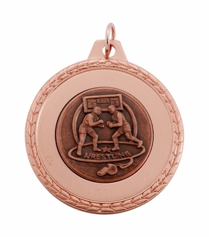 1 5/8 INCH MEDAL FRAME, WRESTLING  1 INCH MEDALLION - MULTIPLE COLORS