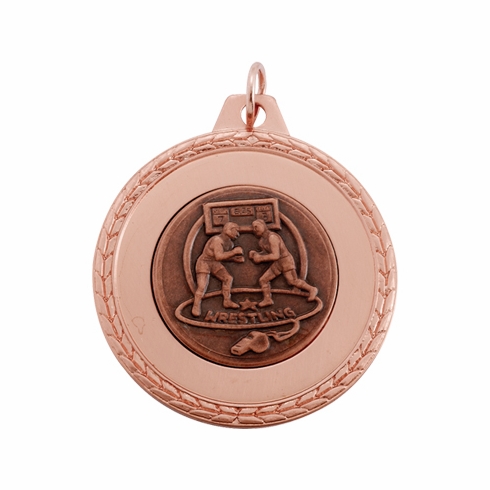 1 5/8 INCH MEDAL FRAME, WRESTLING  1 INCH MEDALLION - MULTIPLE COLORS