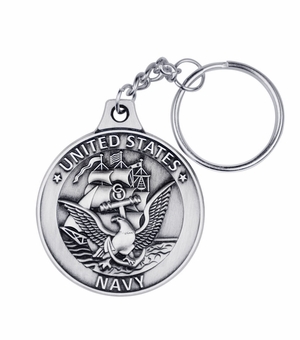 1-5/8 INCH U.S. NAVY PEWTER KEY CHAIN