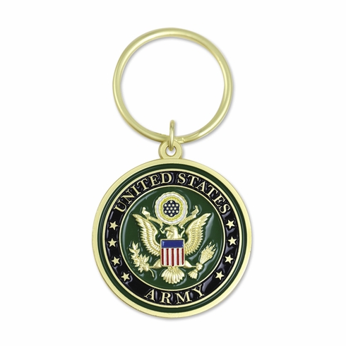 1-5/8 Inch United States Army Shield Engravable Enameled Key Ring