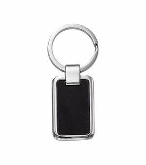 1-5/8 x 1 INCHES SILVER PLATED AND BLACK RECTANGLE KEY RING
