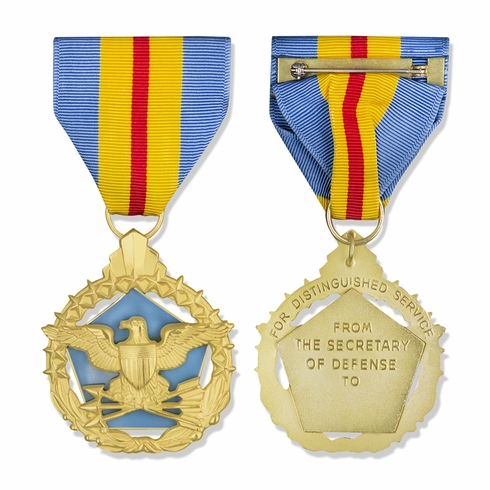 1-7/8 INCH DEPARTMENT OF DEFENSE BRIGHT GOLD DISTINGUISHED SERVICE MEDAL