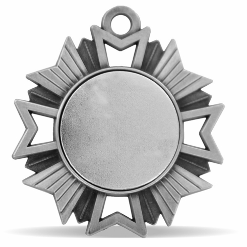 1-7/8 INCH STARBURST MEDAL ANTIQUE PEWTER FINISH